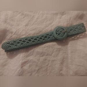 Turquoise Leather Belt Painted Bonded Leather Open Weave Approximately 4…